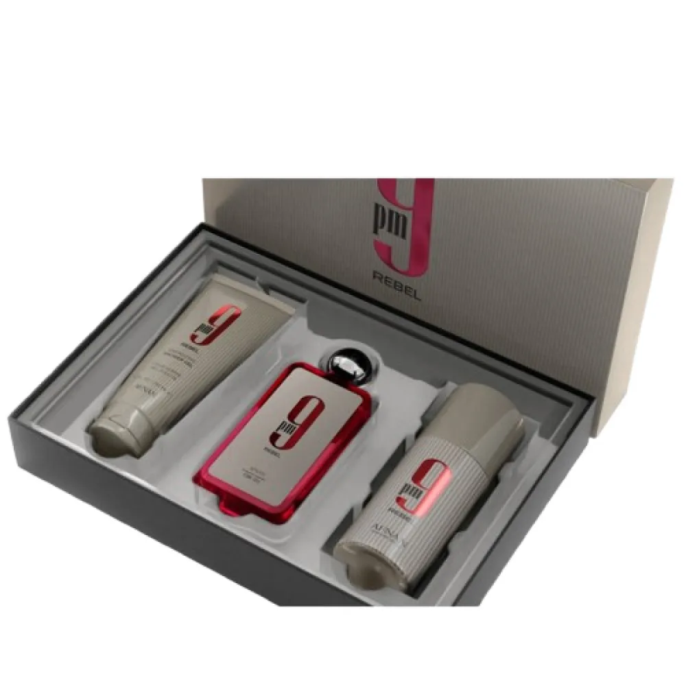 9 pm Rebel 100 ml + bodyspray 150 ml + SG eau de parfum unisex