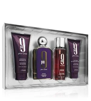 Afnan 9pm Pour Femme geschenkset 100 ml + douchegel 100 ml + bodylotion 100 ml + bodyspray eau de parfum voor vrouwen