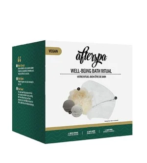AfterSpa Well-Being Bath Ritual geschenkset bruisballen voor in bad 2 stuks + badspons + haarhanddoek