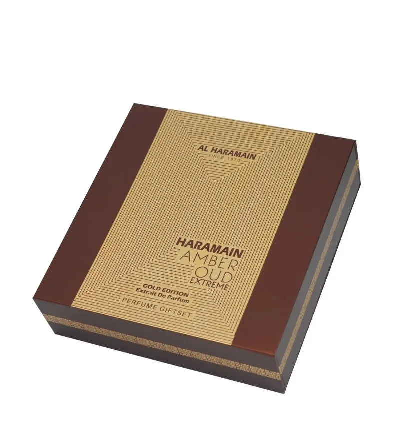 Amber Oud Extreme Gold Edition cadeauset unisex parfumextract 75 ml + parfumextract 30 ml + deospray 200 ml
