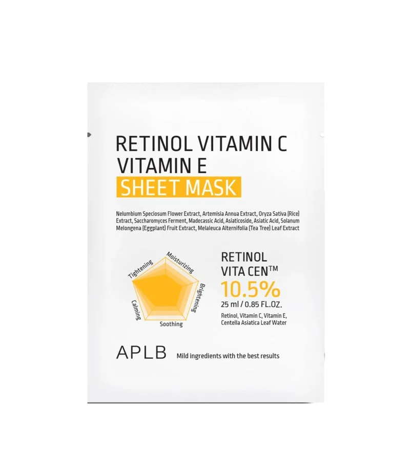 Retinol Vitamin C Vitamin E Sheet Mask anti-age hydraterend masker 25 ml