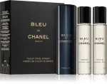 Bleu de Chanel navulbare reisverstuiver 20 ml + 2 x parfum navulling voor heren