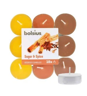 Bolsius Scented Tealights Sugar & Spice 4h theelichtjes 18 stuks