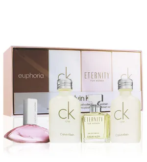 Calvin Klein Ladies set miniaturen voor dames eau de parfum Eternity 5 ml + eau de parfum Euphoria 4 ml + 2x eau de toilette CK One 10 ml