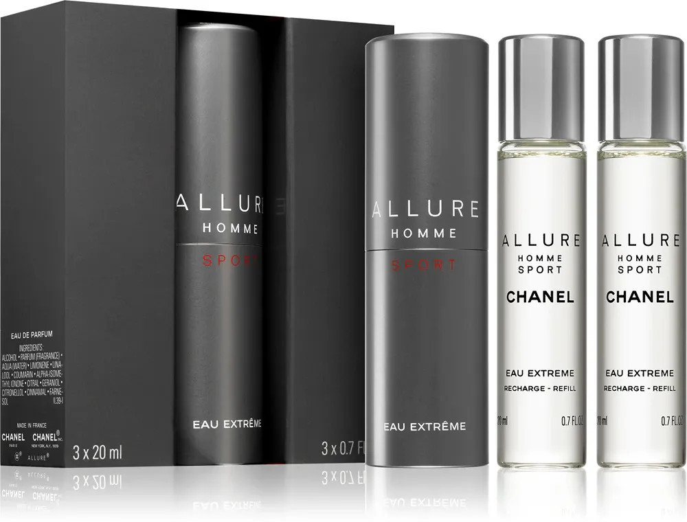 Allure Homme Sport Eau Extreme eau de toilette 3x20 ml voor mannen navulbare flacon