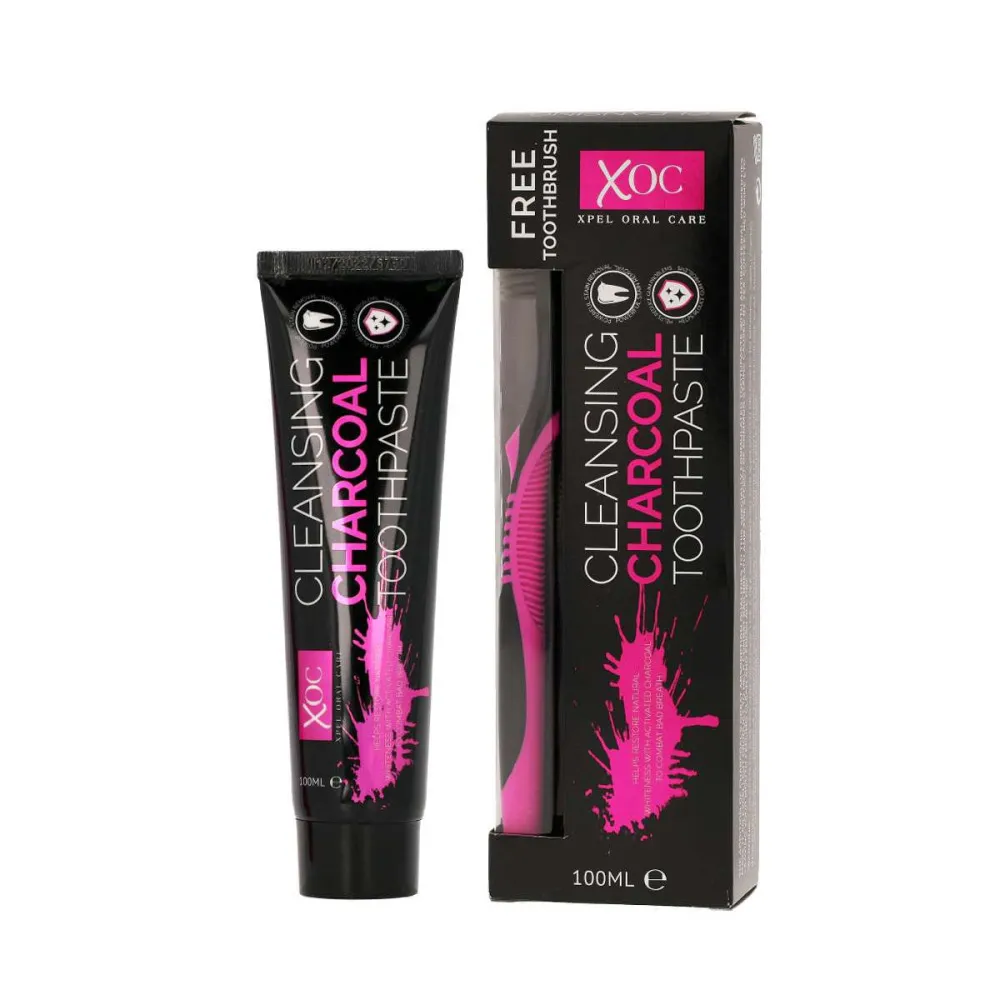 Charcoal wittende tandpasta met actieve kool + tandenborstel