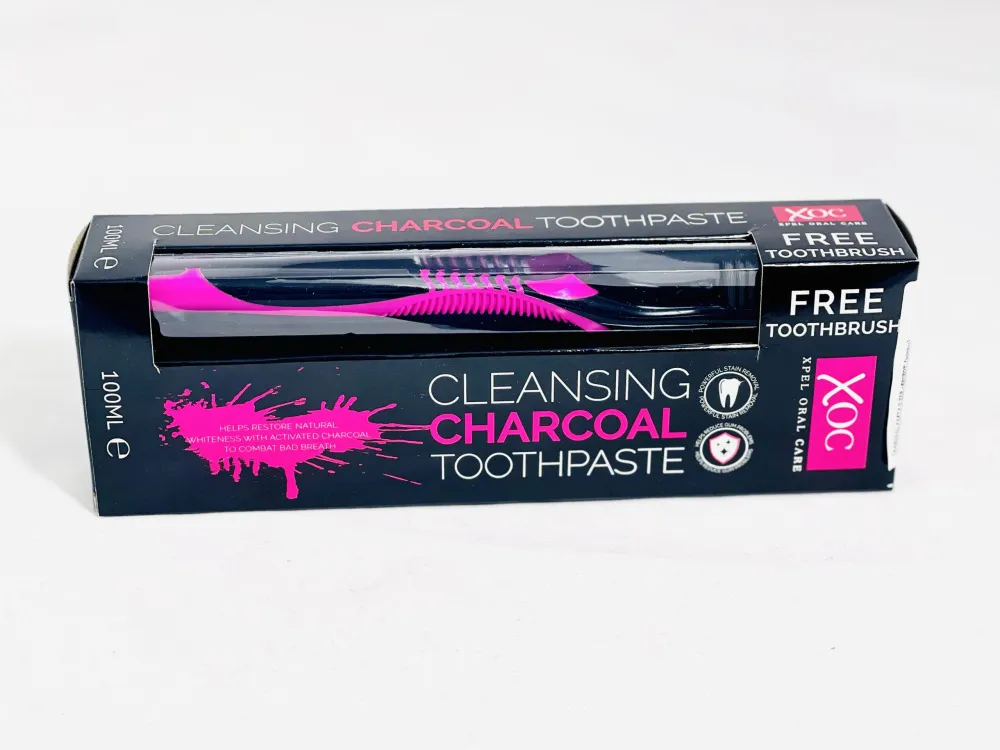 Charcoal wittende tandpasta met actieve kool + tandenborstel