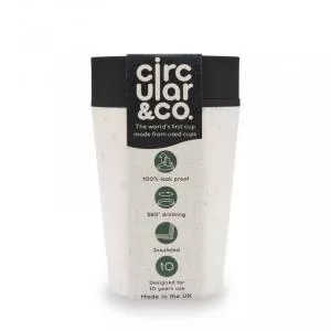 Circular Cup (227 ml) - crème/zwart - uit papieren wegwerpbekertjes