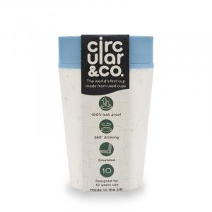 Circular Cup (227 ml) - crème/turquoise - uit papieren wegwerpbekertjes