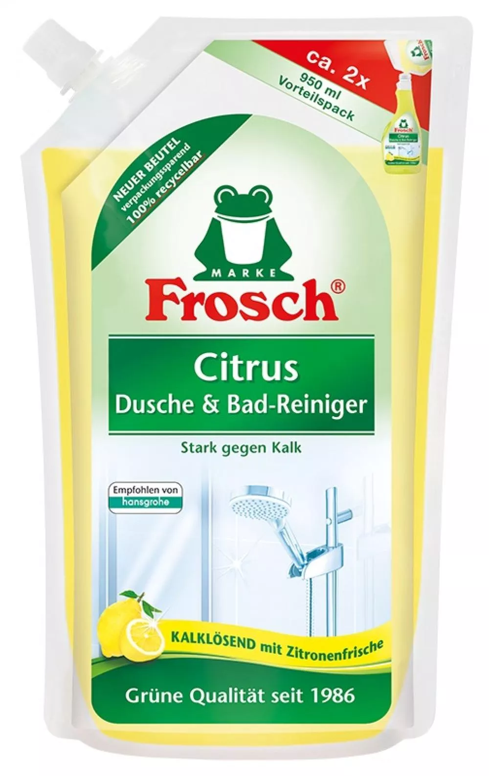 Frosch EKO Badkamer en douche reiniger met citroen - navulling (950 ml)
