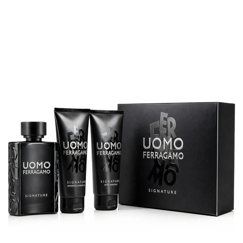 Uomo Signature eau de parfum voor heren 100 ml + aftershavebalsem 100 ml + herenshampoo en douchegel
