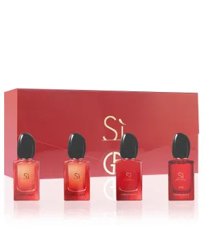 Giorgio Armani Sì miniatuurset voor vrouwen Sì Passione eau de parfum 7 ml + Sì Passione Éclat eau de parfum 7 ml + Sì eau de parfum 7 ml + Sì Intense eau de parfum 7 ml