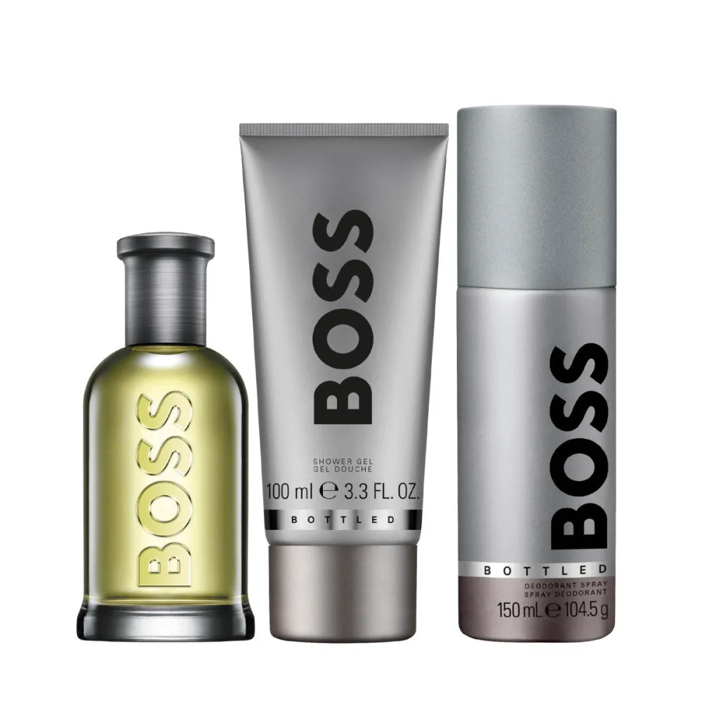 Boss Bottled cadeauverpakking voor mannen eau de toilette 100 ml + douchegel 100 ml + deospray 150 ml 100 ml + sprchový gel 100 ml + deosprej 150 ml