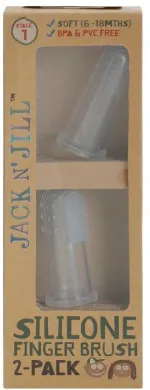 Jack n Jill Siliconen tandenborstel vingertandenborstel voor baby's (2st) etui - voor kinderen van 6 tot 12 maanden