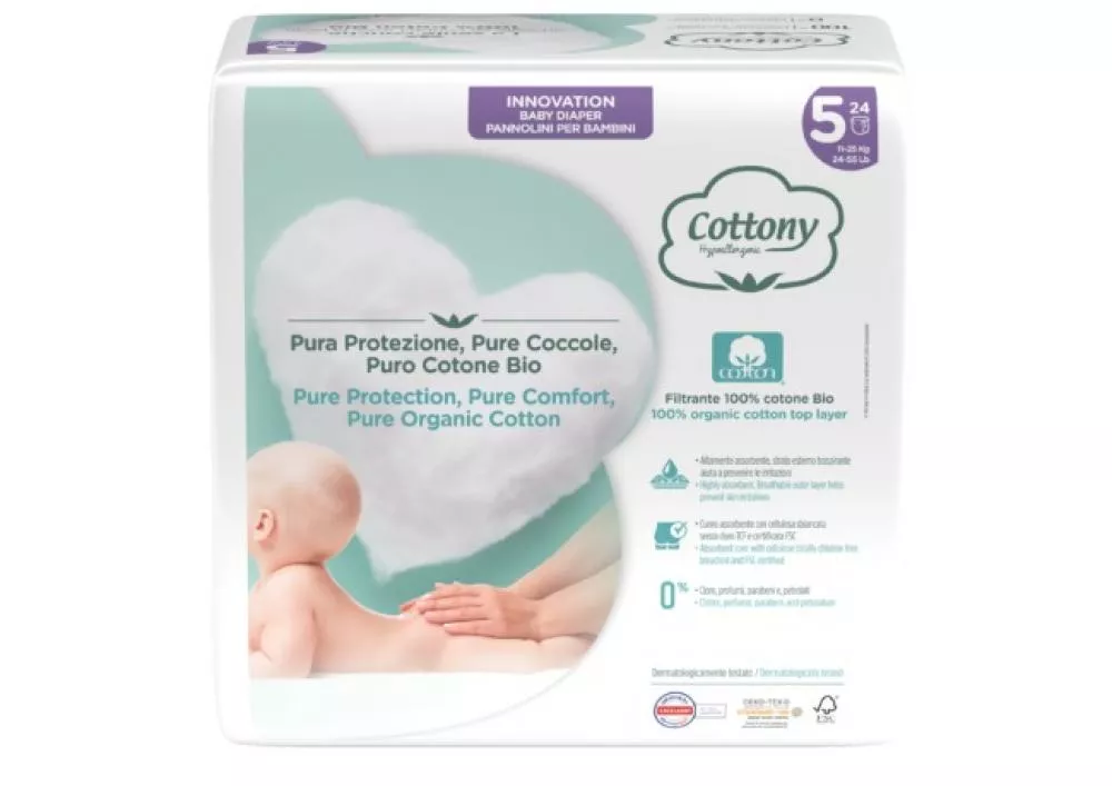 Cottony Wegwerpluiers voor baby's van biokatoen 11-25 kg