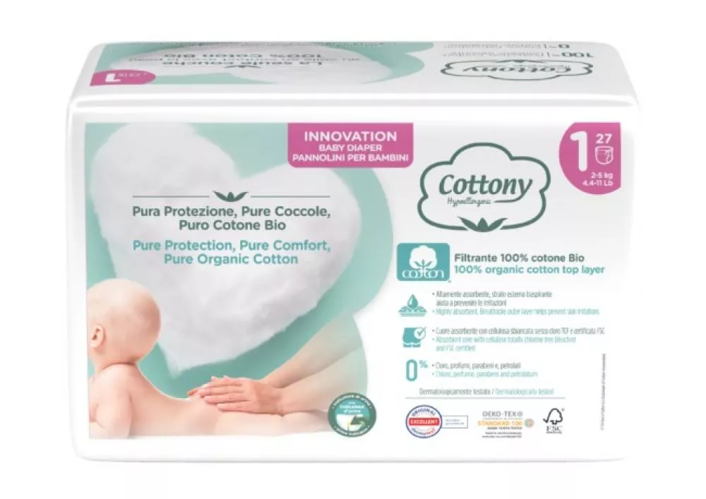 Cottony Wegwerpluiers voor baby's van biokatoen 2-5 kg