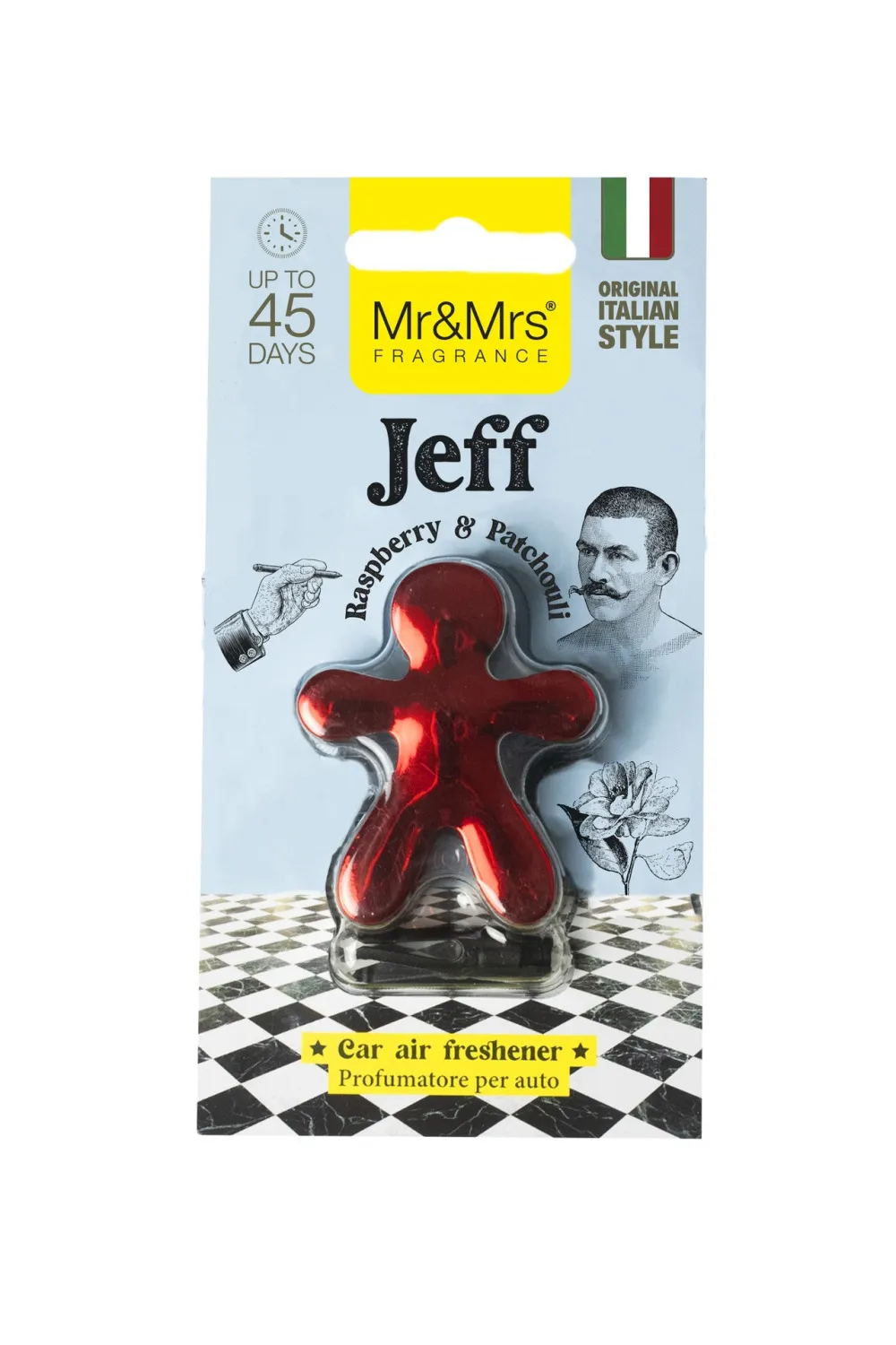 Jeff Chrome Framboos & Patchouli autoparfum rood