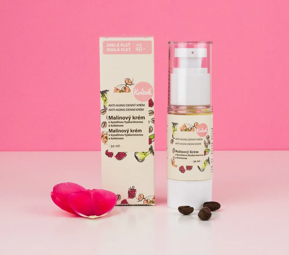 Kvitok Frambozen dagcrème voor de rijpere huid 40 (30 ml) - met vitamine e en cafeïne