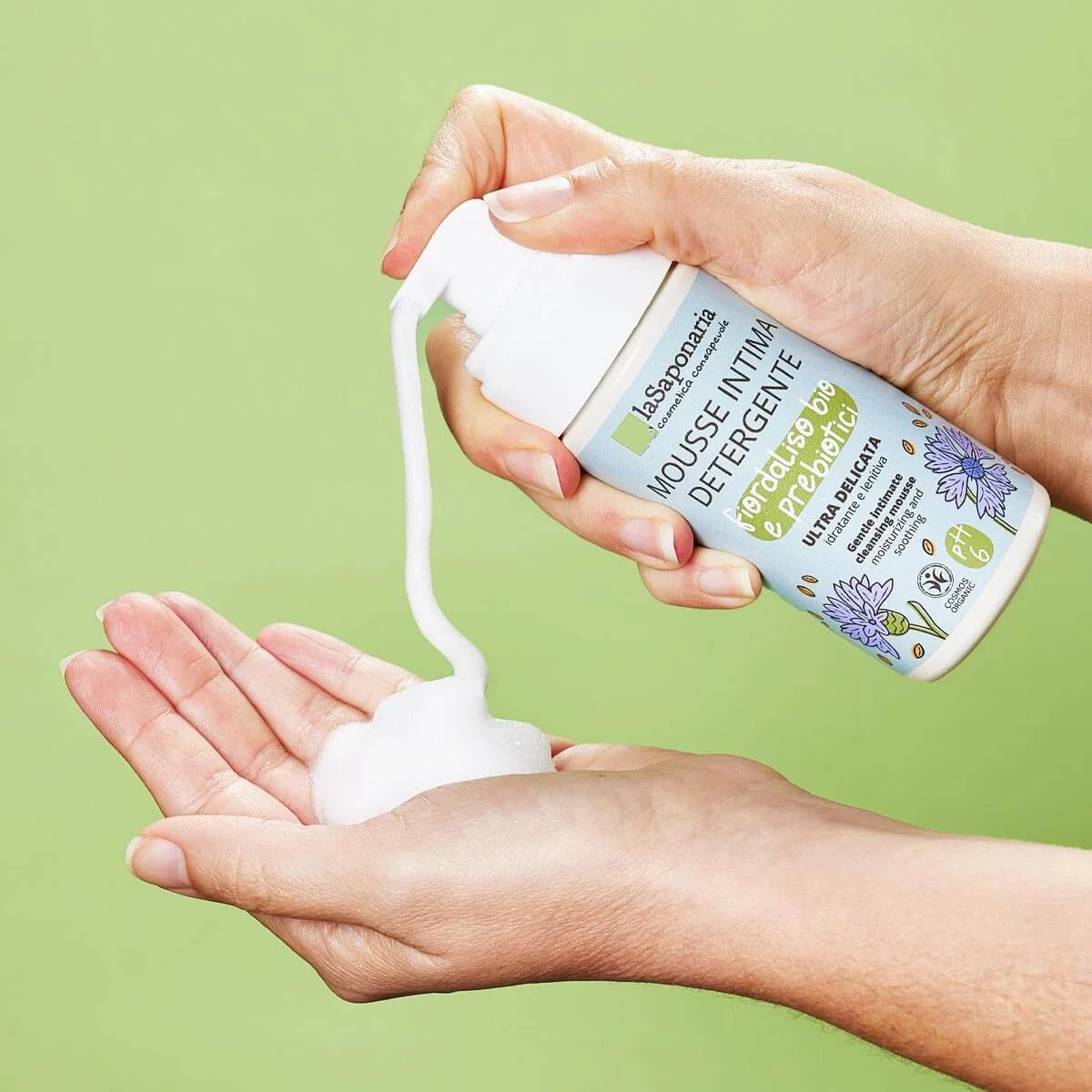 laSaponaria Intiem wasschuim met korenbloem & prebiotica BIO (100 ml) - geschikt voor kinderen en tijdens de menopauze