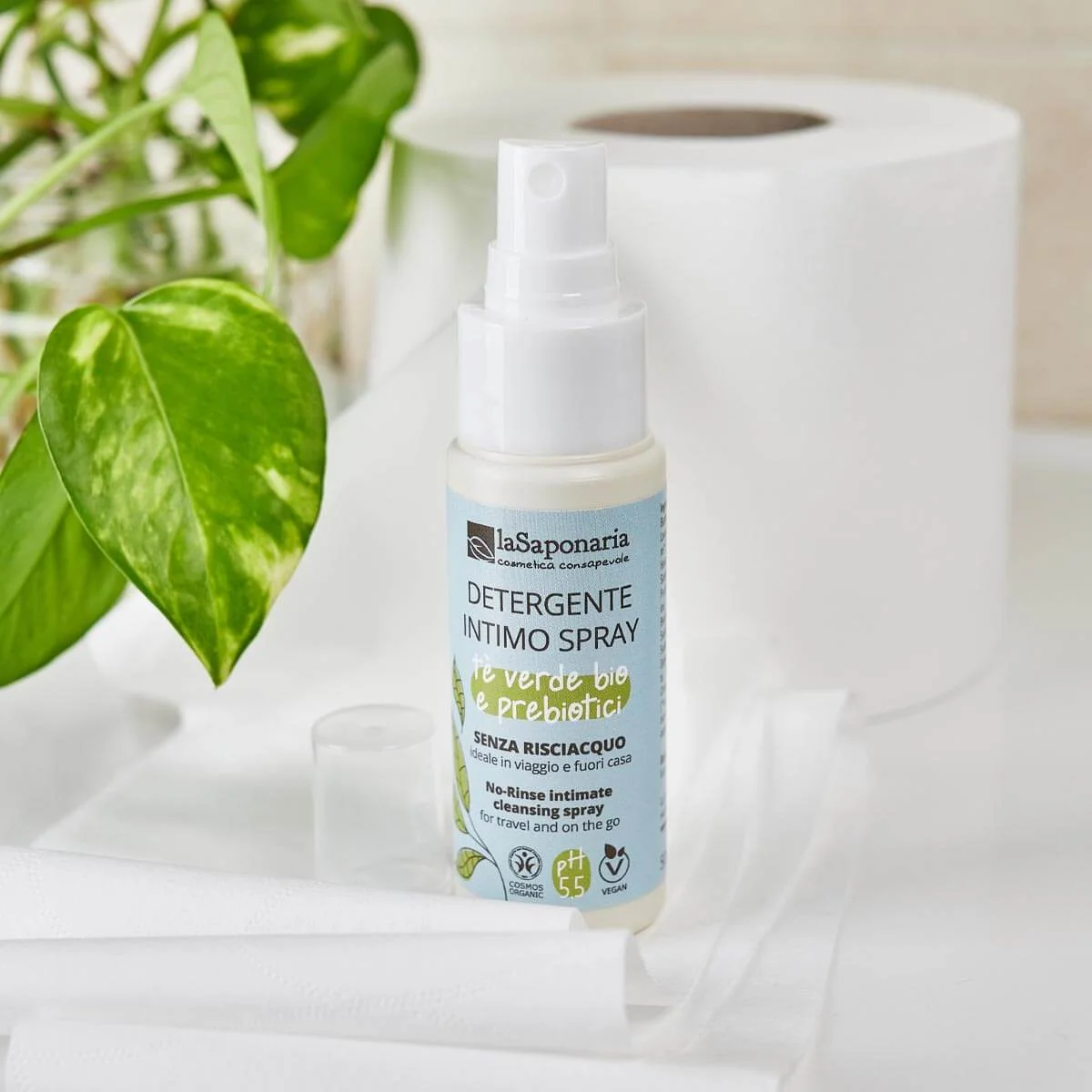 laSaponaria Intieme spray zonder afspoelen met BIO groene thee (50 ml) - snelle intieme hygiëne altijd en overal