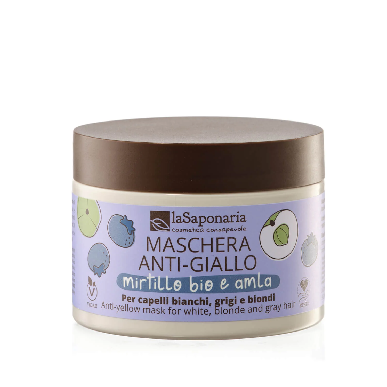 laSaponaria Masker No yellow voor grijs haar met Amla en bosbes (200 ml) - neutraliseert gele ondertonen
