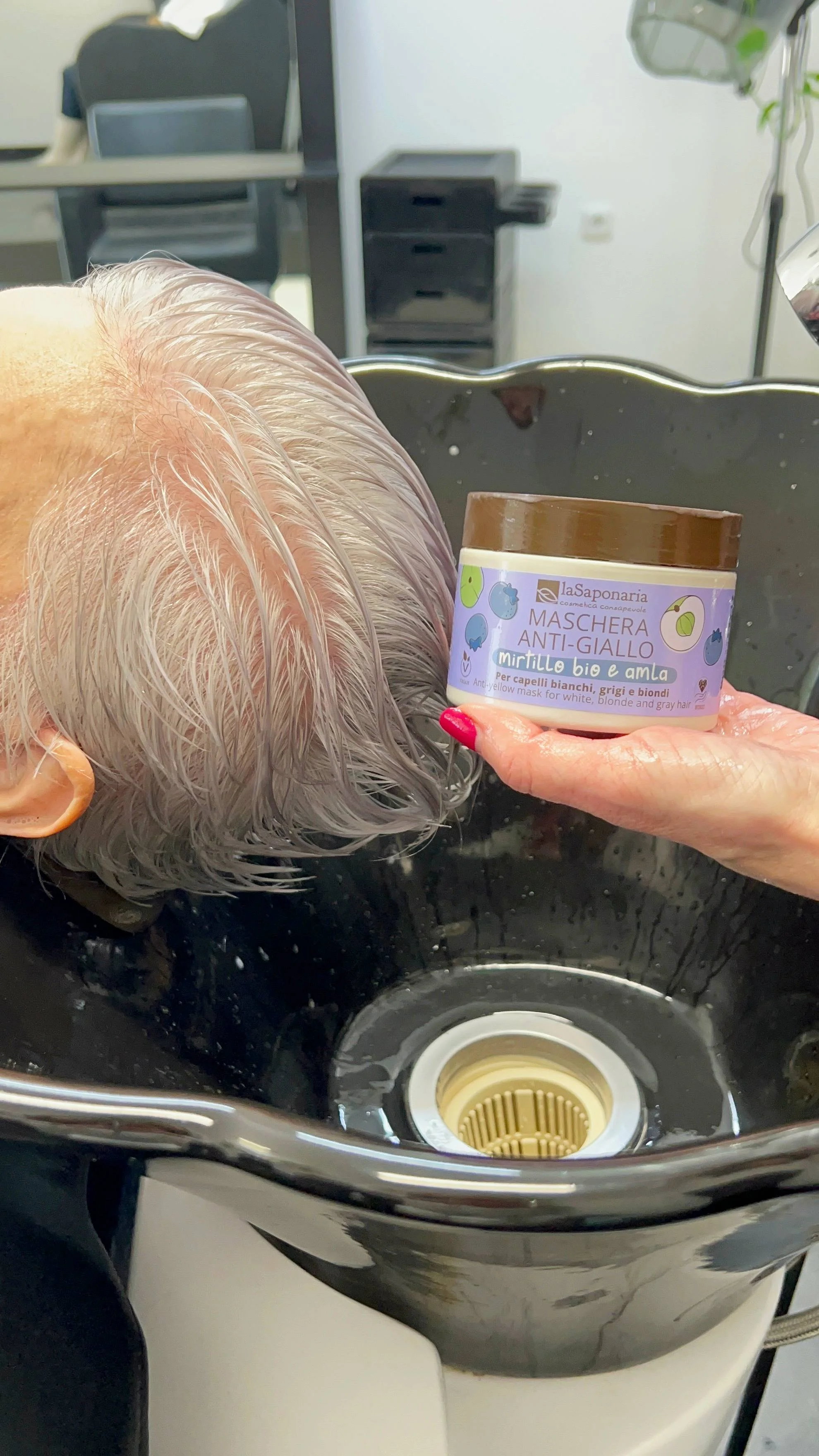 laSaponaria Masker No yellow voor grijs haar met Amla en bosbes (200 ml) - neutraliseert gele ondertonen