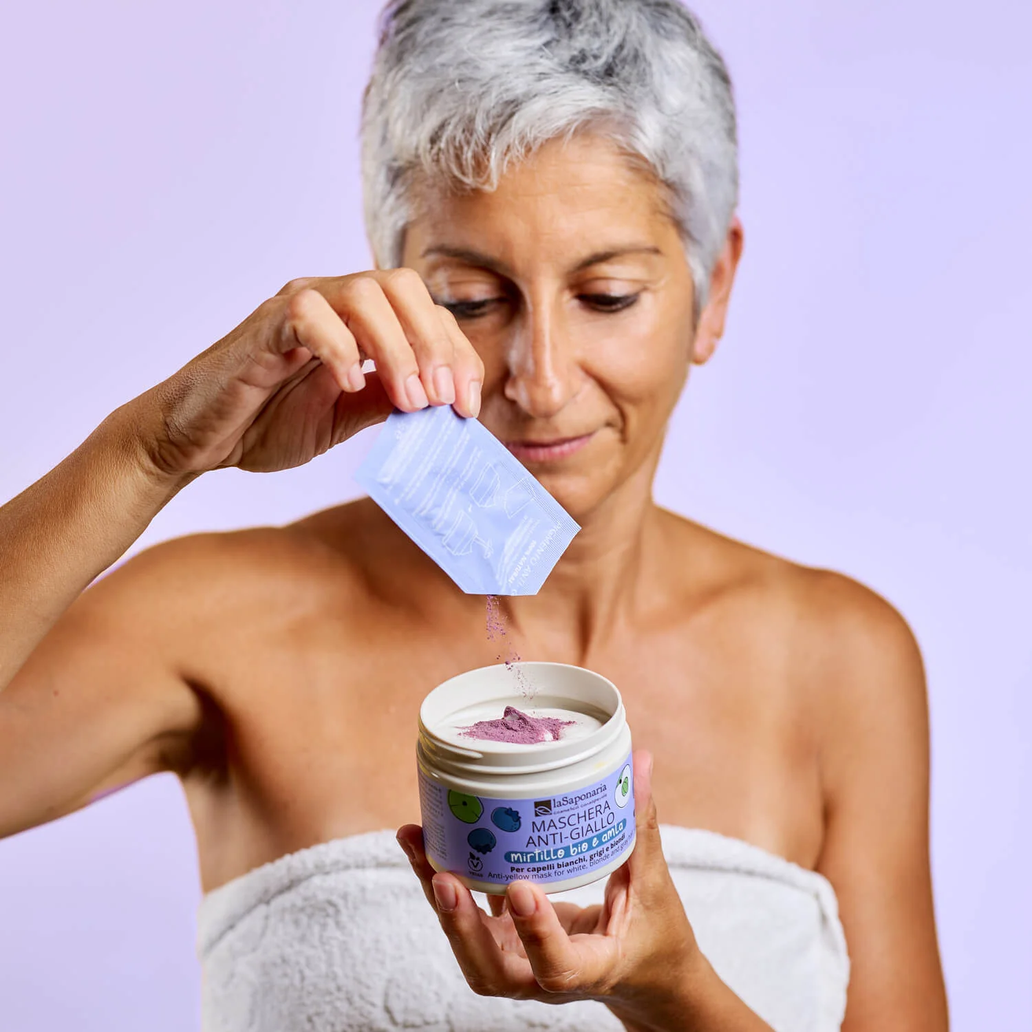 laSaponaria Masker No yellow voor grijs haar met Amla en bosbes (200 ml) - neutraliseert gele ondertonen