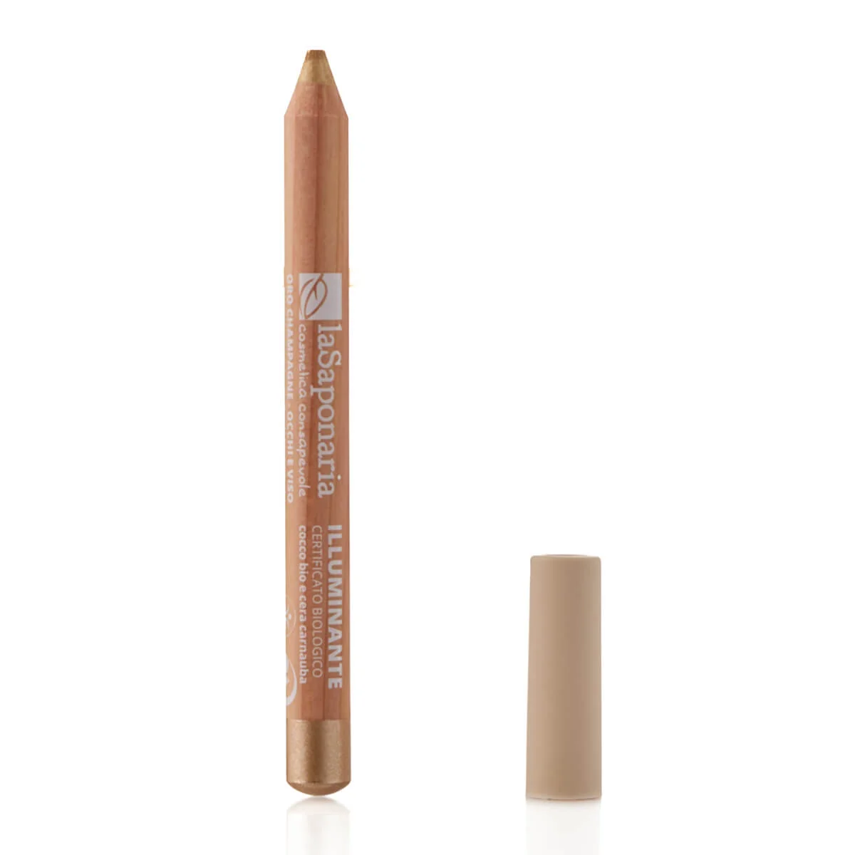 laSaponaria BIO oog- en gezichtshighlighter met jojoba in potloodvorm - champagnegoud (1,1 g) - geeft de huid een stralende, subtiele glans