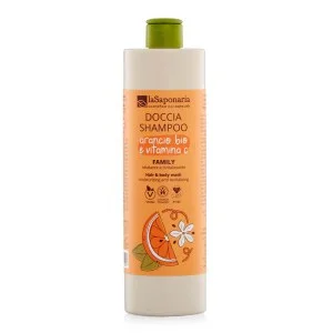 laSaponaria Douchegel en shampoo 2-in-1 met biologische sinaasappel en vitamine C voor het hele gezin 500 ml - met een zoete en verkwikkende geur