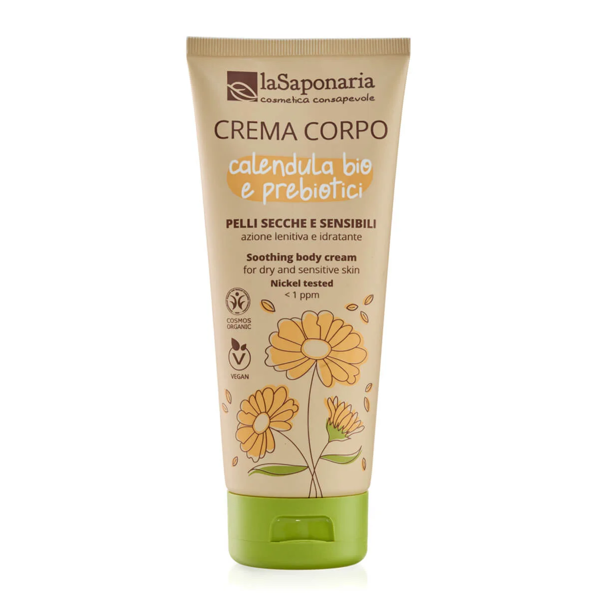 laSaponaria Bodycrème met biologische calendula en prebiotica voor de gevoelige huid (200 ml) - voedt, kalmeert en hydrateert