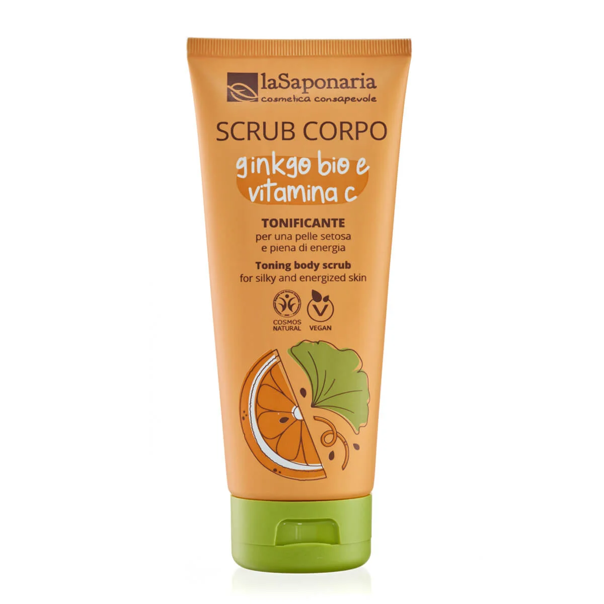 laSaponaria Lichaamspeeling met biologische ginkgo biloba en vitamine C 200 ml - voor een zachte en stralende huid