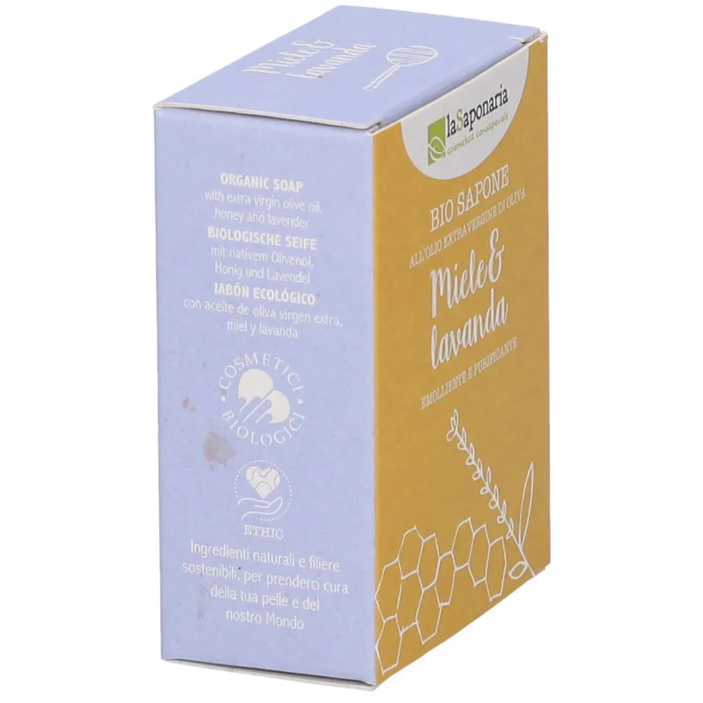 laSaponaria Vaste BIO-olijfoliezeep - honing en lavendel (100 g) - geschikt voor lichaam en gezicht