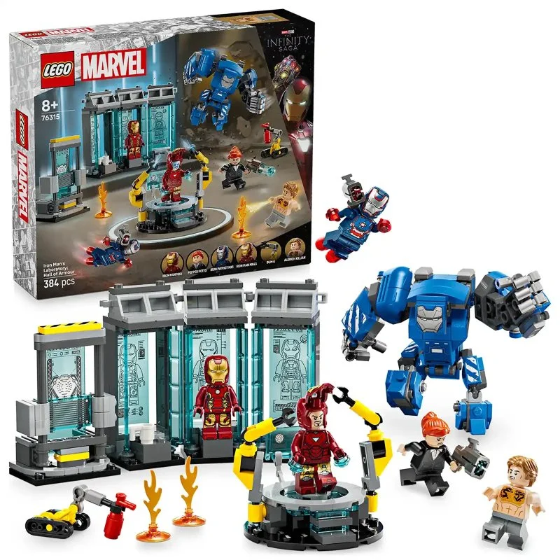 Marvel 76315 Iron Man en zijn laboratorium: Hal van pantserpakken