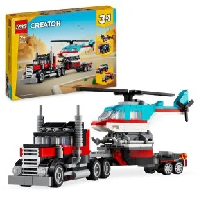 LEGO® Creator 3-in-1 31146 Vrachtwagen met platte laadbak en helikopter