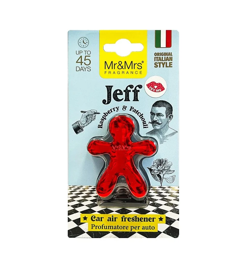 Jeff Chrome Framboos & Patchouli autoparfum rood