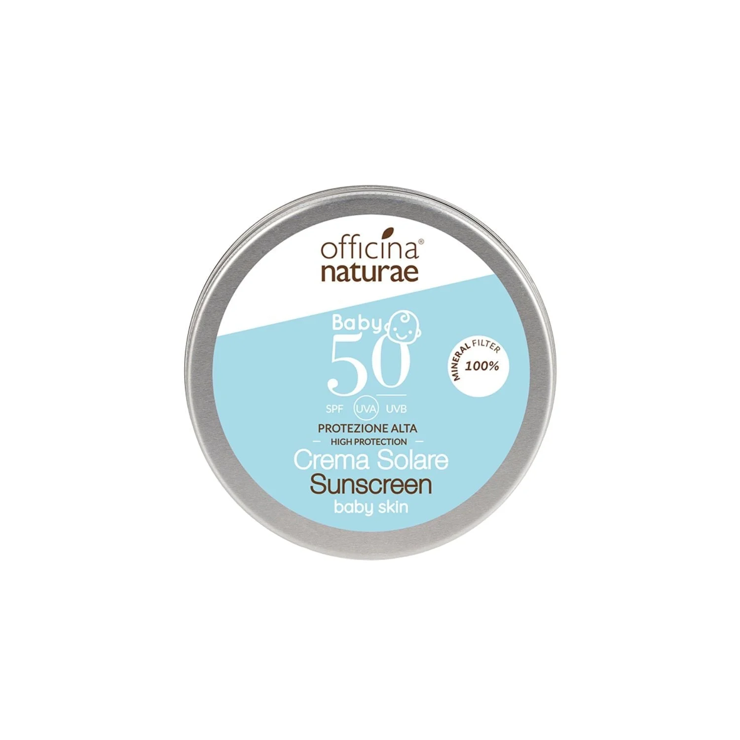 Officina Naturae Zonnebrandcrème voor kinderen en de gevoelige huid SPF 50 in een metalen blikje (75 ml) - zonder parfum