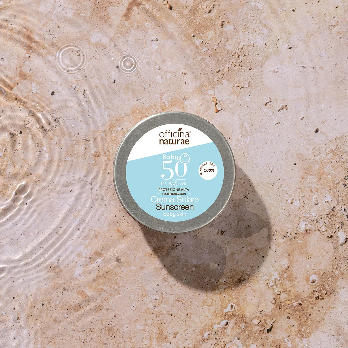 Officina Naturae Zonnebrandcrème voor kinderen en de gevoelige huid SPF 50 in een metalen blikje (75 ml) - zonder parfum