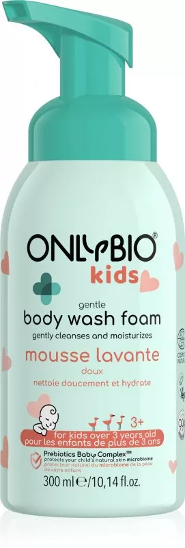 OnlyBio Zacht wasschuim voor kinderen vanaf 3 jaar (300 ml) - met een delicate geur