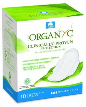 Organyc Matige Dag Pads met vleugels (10 stuks) - 100% biologisch katoen, 3 druppels