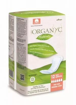 Organyc Postpartum Zwangerschapspads (12 stuks) - 100% biologisch katoen, 6 druppels