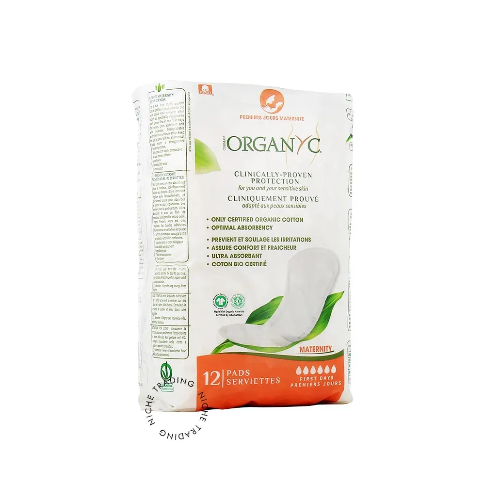 Organyc Postpartum Zwangerschapspads (12 stuks) - 100% biologisch katoen, 6 druppels