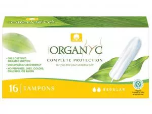 Organyc Tampons Regular (16 stuks) - 100% biologisch katoen, 2 druppels