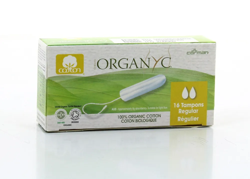 Organyc Tampons Regular (16 stuks) - 100% biologisch katoen, 2 druppels