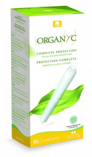 Organyc Tampons met inbrenghuls Regular (16 stuks) - 100% bio-katoen, 2 druppels