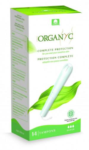Organyc Tampons met inbrenghuls Super (14 stuks) - 100% bio-katoen, 3 druppels