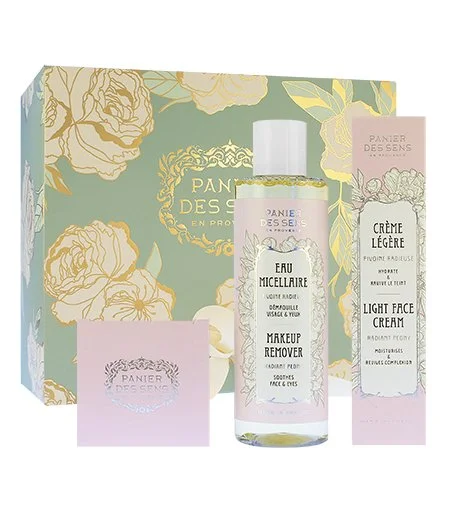 Radiant Peony geschenkset lichte gezichtscrème 40 ml + voedende gezichtscrème 50 ml + micellair water