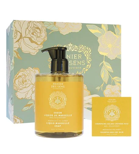 Regenerating Honey geschenkset vloeibare zeep + vaste shampoo voor droog haar 75 g 500 ml