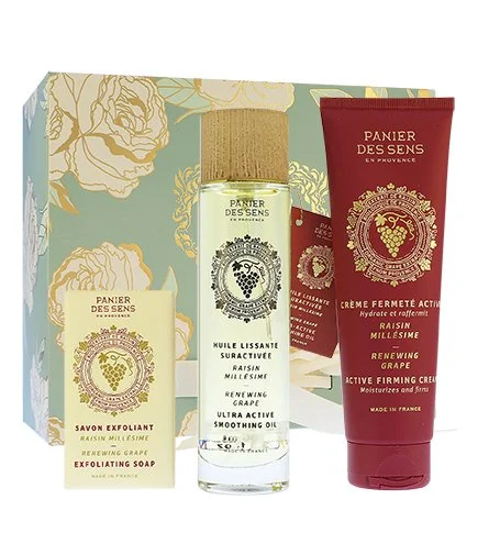 Renewing Grape geschenkset exfoliërende zeep 150 g + droge lichaamsolie 100 ml + verstevigende lichaamscrème