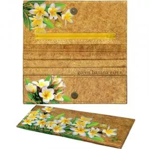 Green Banana Paper Plumeria Wallet