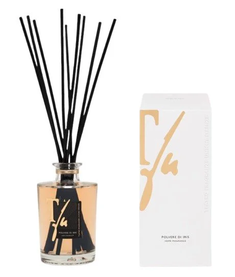 D'IRIS STICKS 250 ML HUISPARFUM - TFU (10 zwarte bamboestokjes van 30 cm inbegrepen)